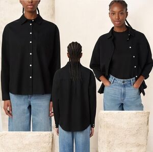 Frank & Oak Women's Black Loose Oxford Shirt